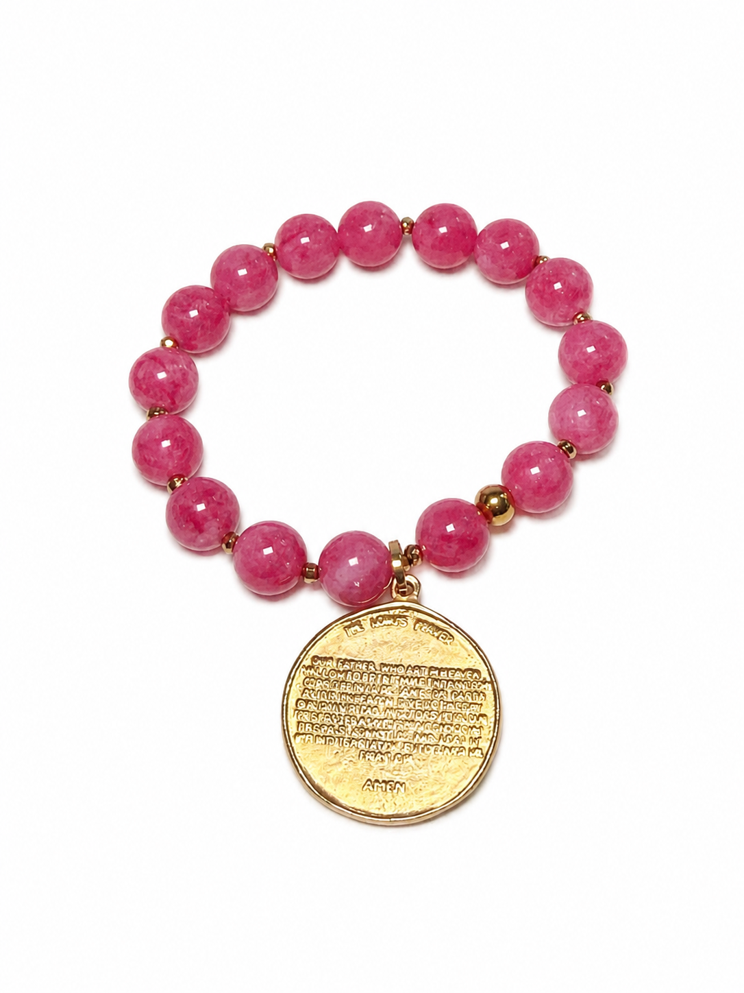 Handmade Lords Prayer Bracelet - Pink Beads