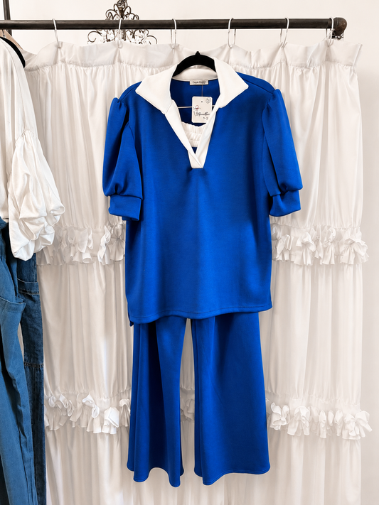 Carole Christian Short Sleeve Scuba Set - Blue