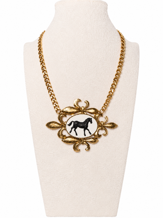 Horse and Fleur-de-lis Statement Necklace