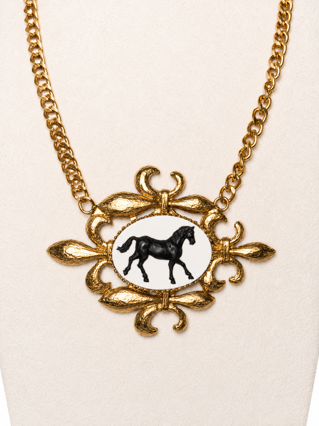 Horse and Fleur-de-lis Statement Necklace