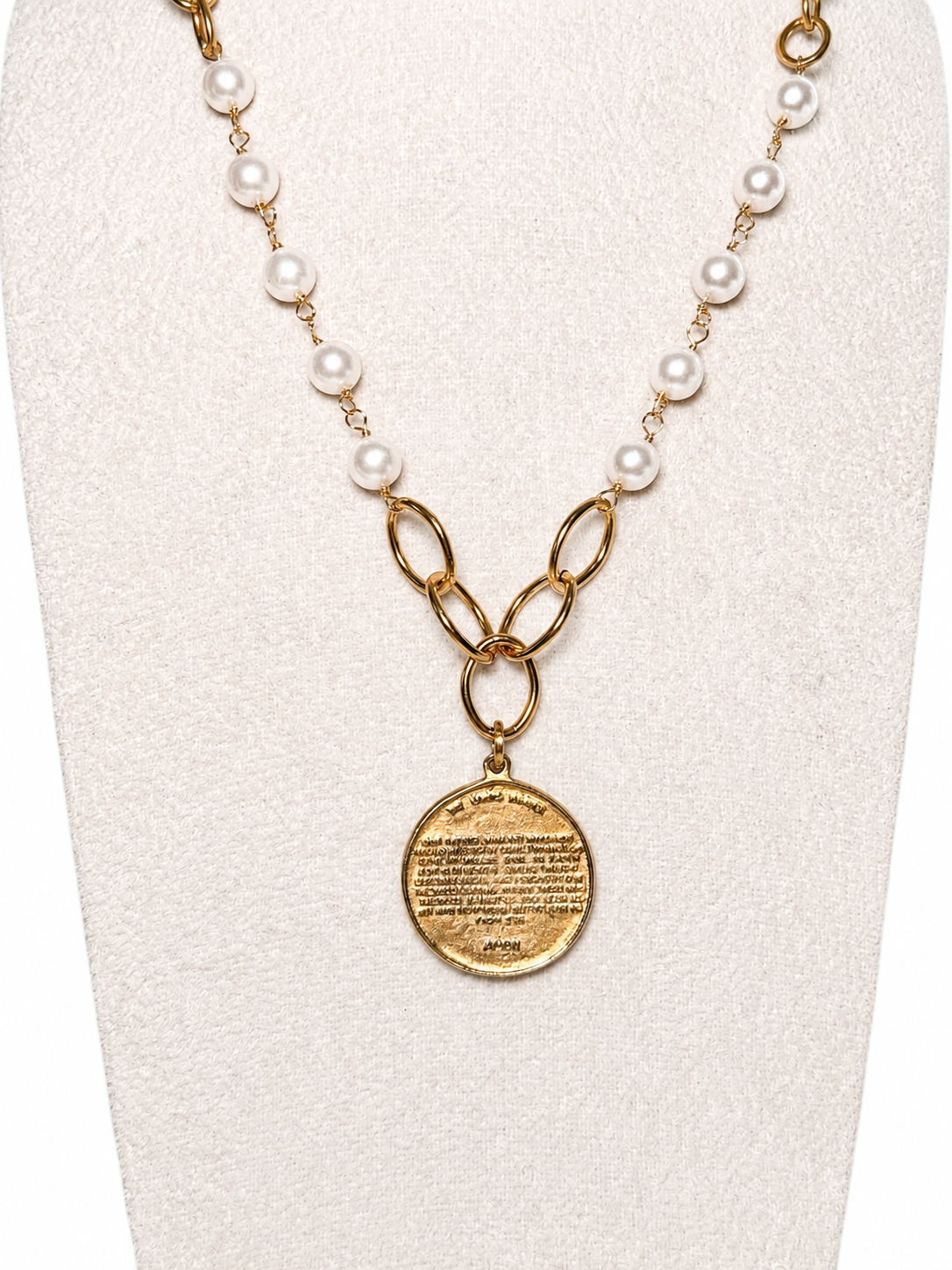 Handmade Lord's Prayer Cross Necklace with Pearls