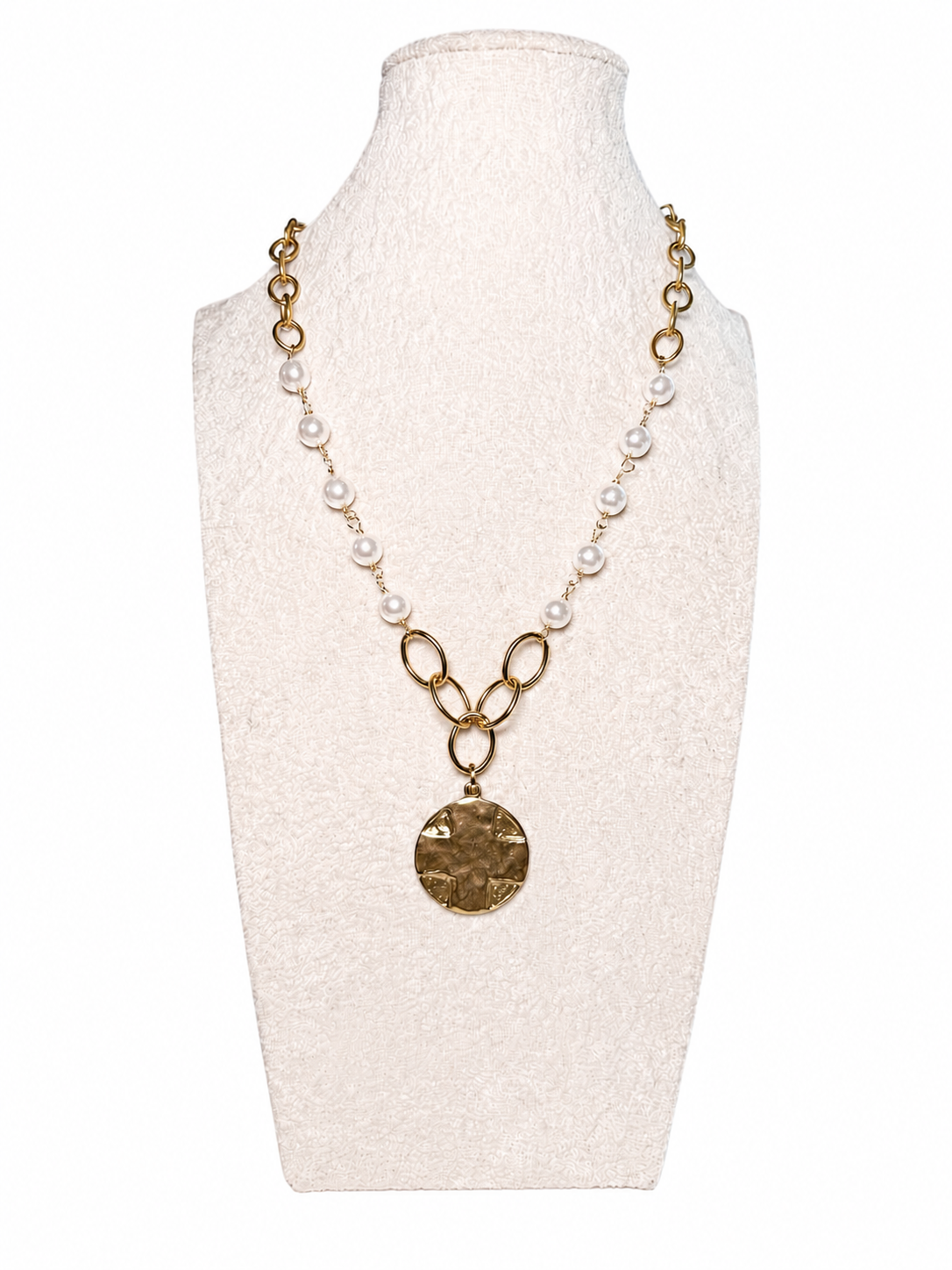 Handmade Lord's Prayer Cross Necklace with Pearls