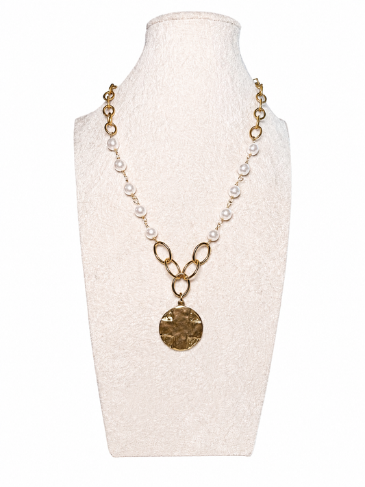 Handmade Lord's Prayer Cross Necklace with Pearls