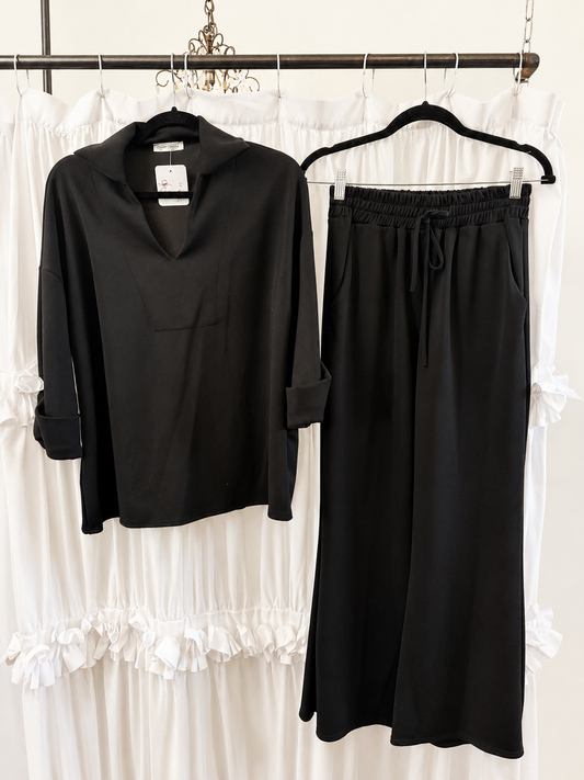 Carole Christian 3/4 Sleeve Scuba Set - Black
